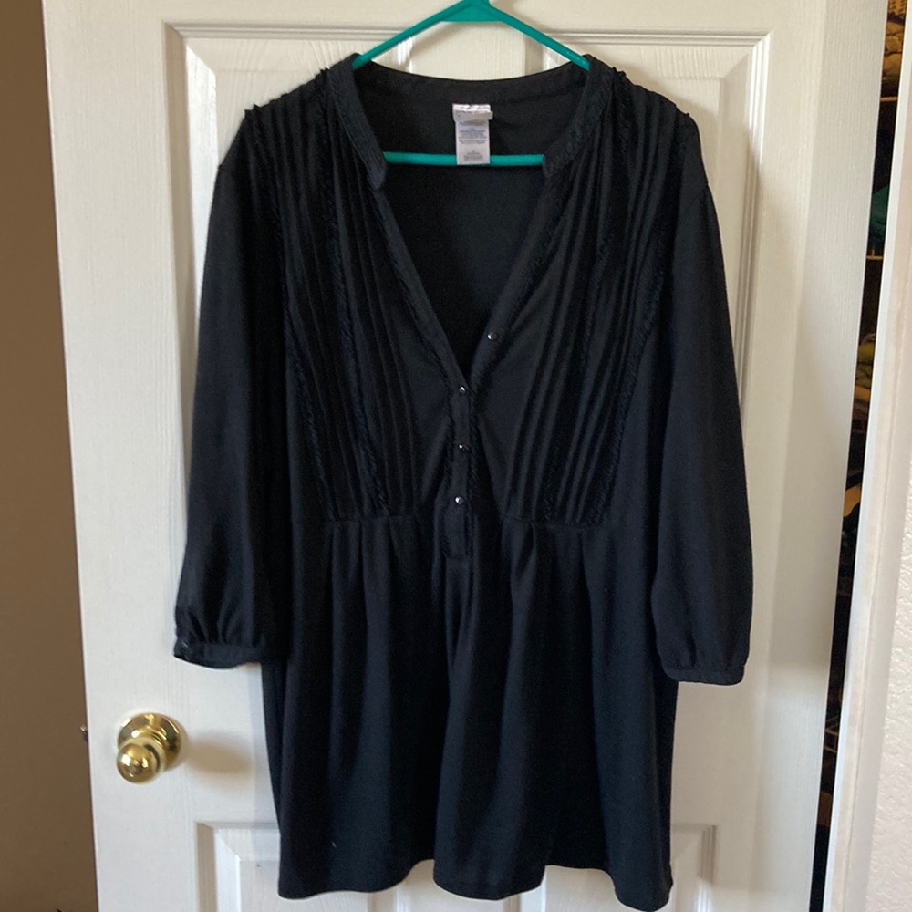 Just My Size Black 3/4 Sleeve Babydoll Top